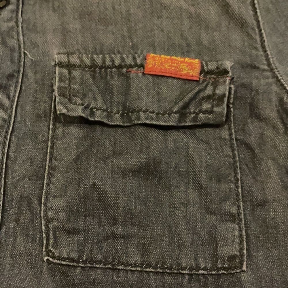 74AMK Boys Dk Blue Denim Short-sleeve Button Down - Picture 2 of 6